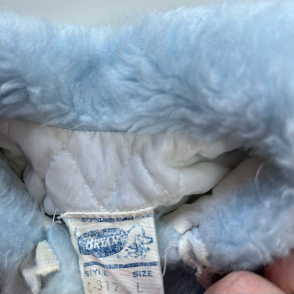 Sweet Vintage 1960s Girls Baby Blue Faux Fur Lace Embellished Swing Coat - Picture 11 of 13